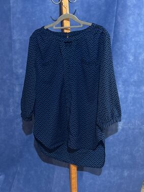 French Connection Navy Chevron Tunic Blouse